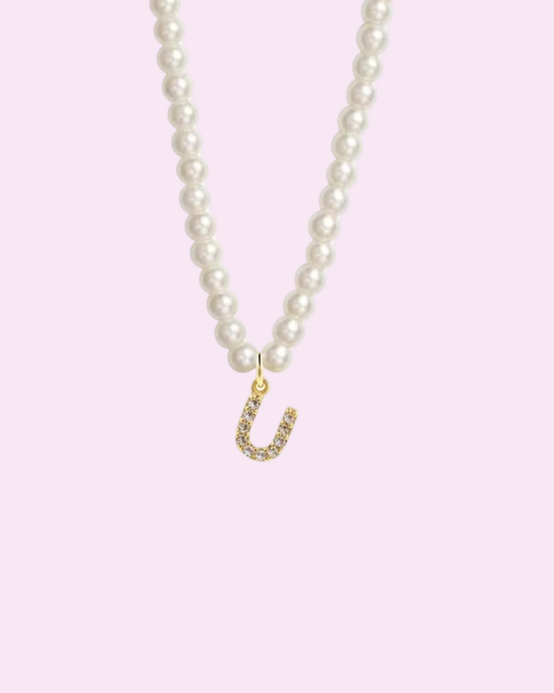 ABC - Náhrdelník s perlami a iniciálou osázenou kamínky