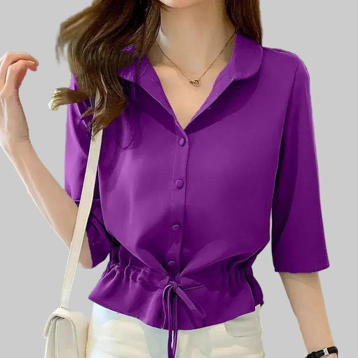 Alba - Blůza s vázáním v pase a krátkými rukávy