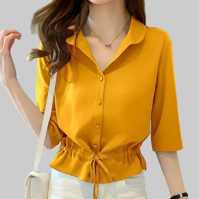 Alba - Blůza s vázáním v pase a krátkými rukávy