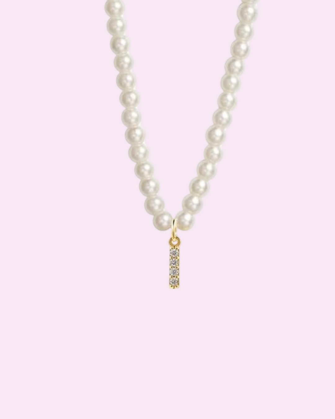 ABC - Náhrdelník s perlami a iniciálou osázenou kamínky