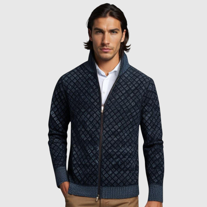 Dušan – kabát s kosočtvercovým vzorem