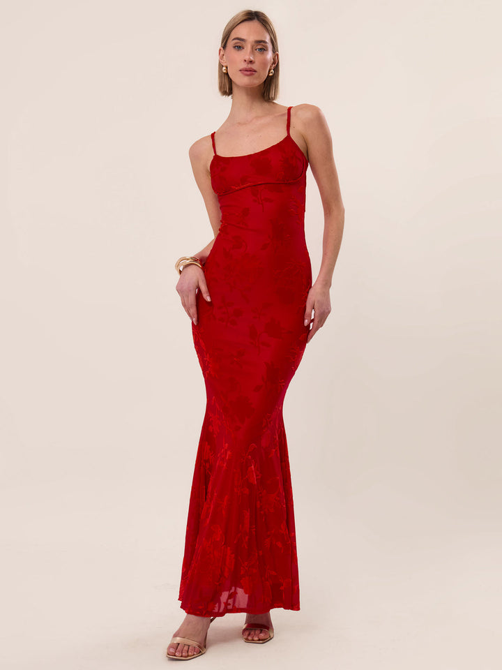 Greta - Maxi Šaty s Květinovým Vzorem z Sametu