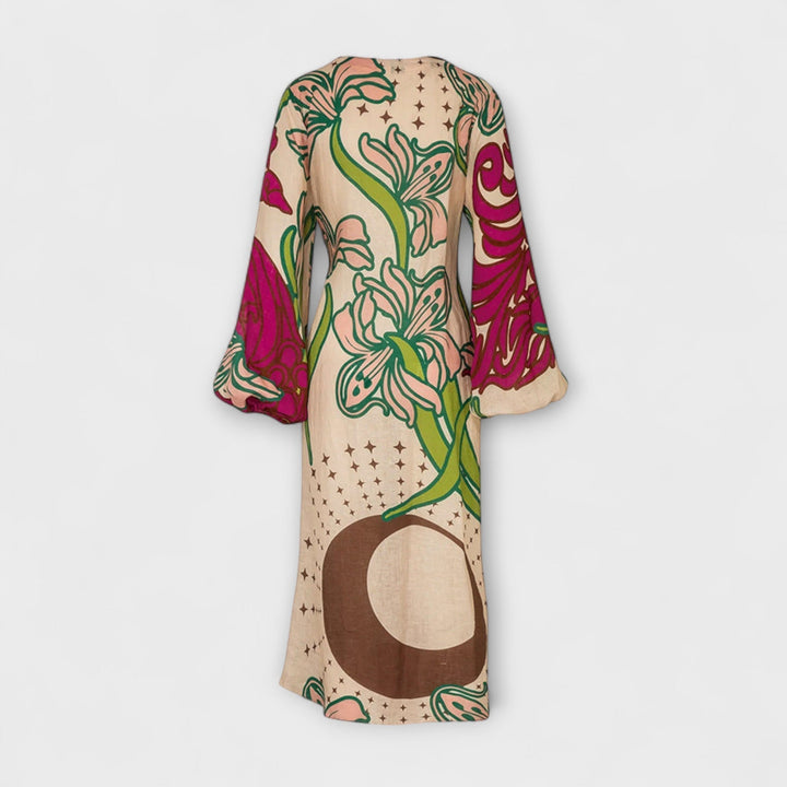 Kamila - Maxi tunika na dovolenou s vázáním v pase.