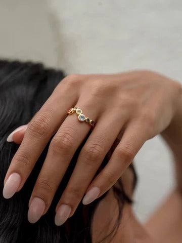 Chakra - Prsten s barevnými kameny