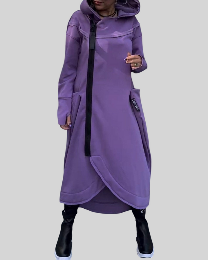 Viktorie - Kabát s kapucí a asymetrickým lemem