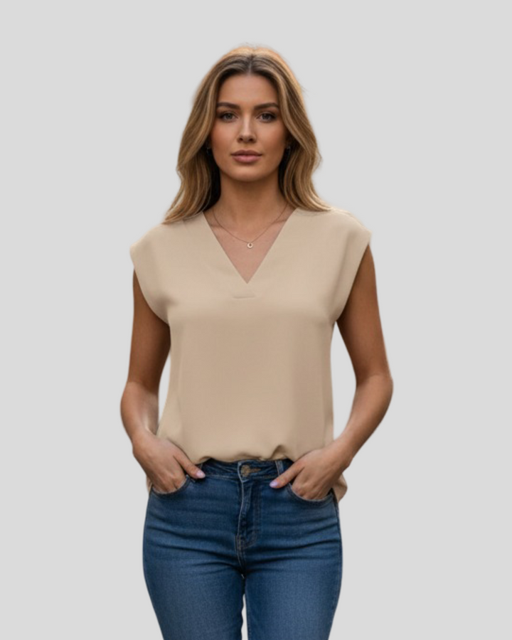 Nadia - Blůza s výstřihem do V a krátkým rukávem