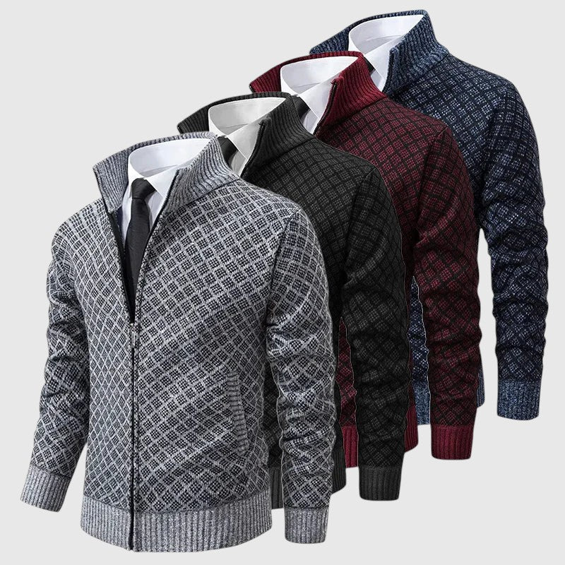 Dušan – kabát s kosočtvercovým vzorem