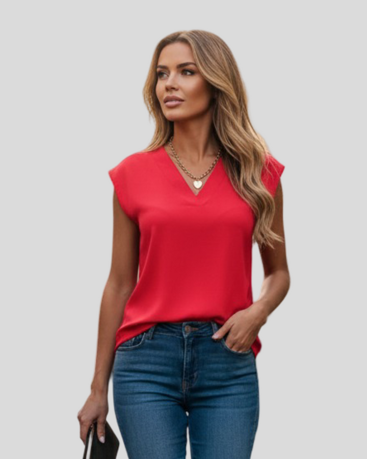 Nadia - Blůza s výstřihem do V a krátkým rukávem