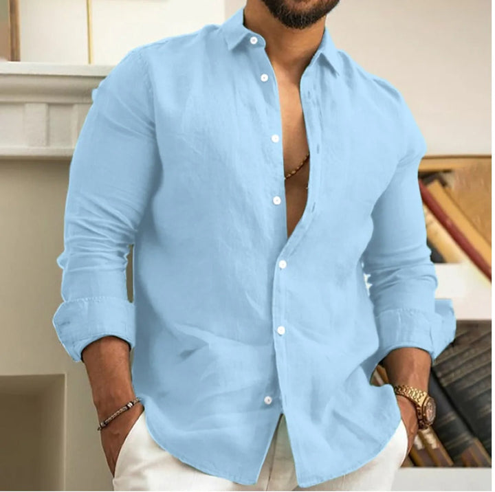 Luca – pánská ležérní košile s dlouhým rukávem a knoflíkovou légou.