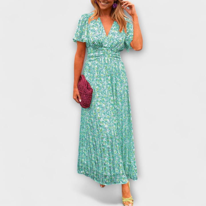 Petra - Klasické květinové šaty s výstřihem do V